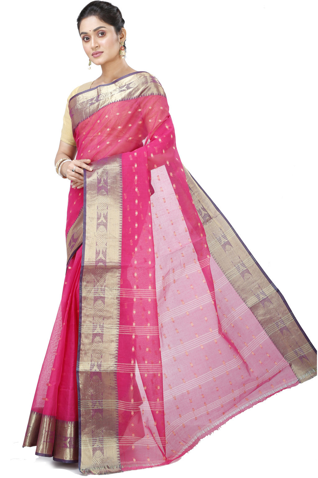 Pink Pure Cotton Griva Tant Saree (919)